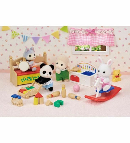 Sylvanian Families 5709 rabbit action figure, detailed plush toy from the playset, featuring soft fur and charming design.