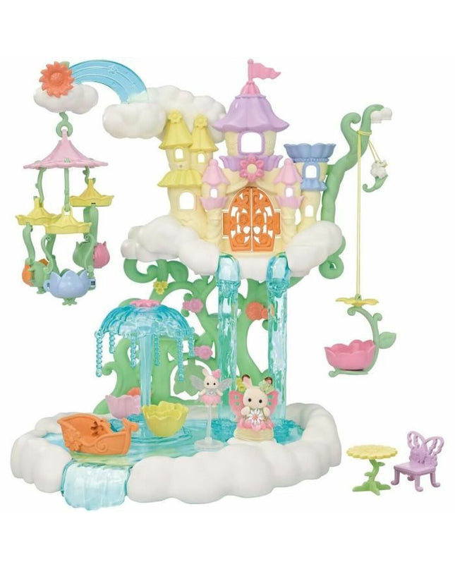 Sylvanian Families action figures set featuring various animal characters in colorful clothing on a play scene.