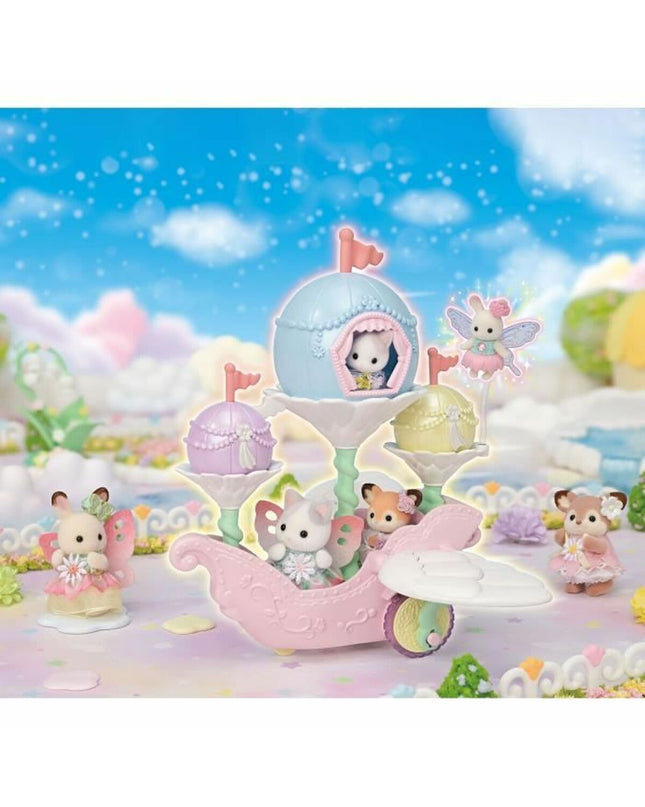 Sylvanian Families action figures and toy set, featuring detailed animal characters in a playful scene.