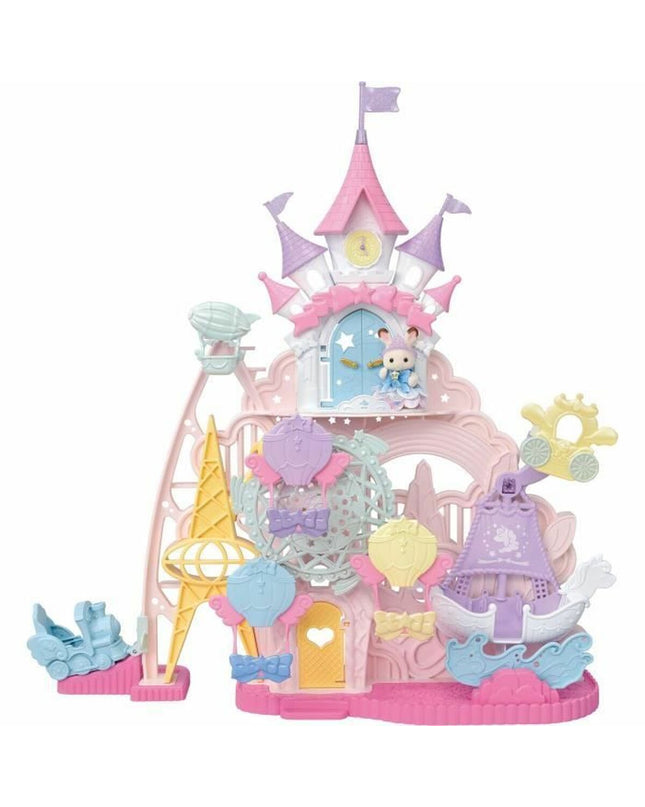 Sylvanian Families action figures and toys, featuring detailed plush woodland characters in playful poses.