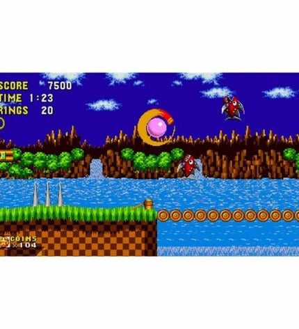 SEGA Switch videogame console, Plug & Play electronic gaming device with colorful game cartridge and sleek design.