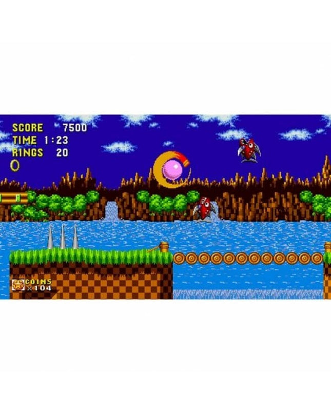 SEGA Switch videogame console, Plug & Play electronic gaming device with colorful game cartridge and sleek design.