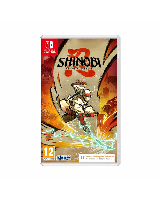 SEGA Shinobi Art of Vengeance Switch video game for plug-and-play console, featuring artwork on the game cartridge.