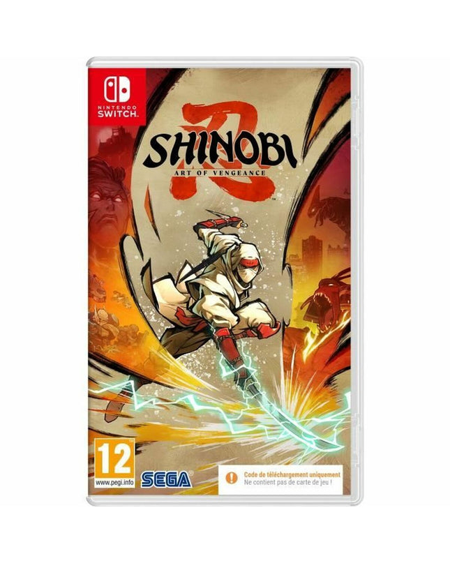 SEGA Shinobi Art of Vengeance Switch videogame cartridge for plug-and-play console, featuring action game art on the label.