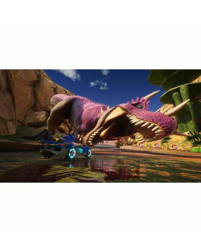 SEGA Sonic Racing CrossWorlds Switch video game cartridge for Plug & Play game console, featuring Sonic the Hedgehog racing scene.