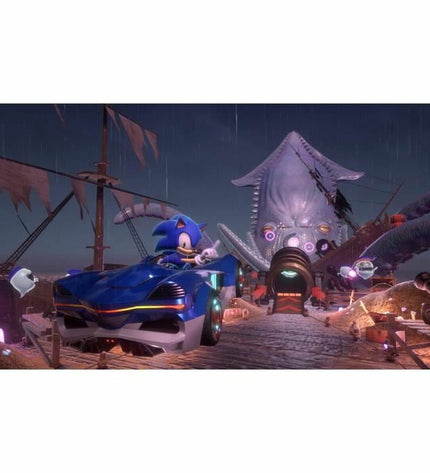 SEGA Sonic Racing CrossWorlds Switch video game cartridge for electronic plug-and-play gaming console.