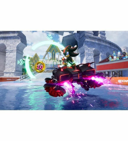 SEGA Sonic Racing CrossWorlds Switch video game cartridge for Plug & Play console, featuring Sonic and racing characters.