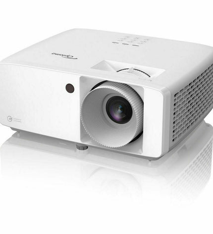 Optoma E9PD7L321EZ1 projector displaying a Full HD 1920x1080 image with 4500 lumens brightness, ideal for home theater setup.