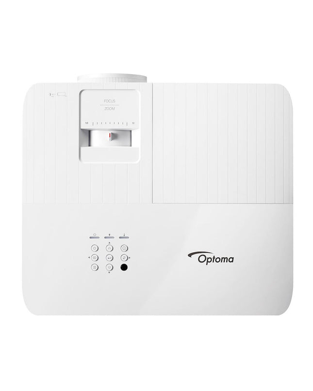 Optoma A9PV7GL06AZ6 4000 Lm 4K UHD projector displaying a vibrant home theater setup with colorful visuals