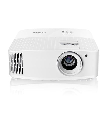 Optoma A9PV7GL06AZ6 4000 Lm 4K projector displaying a vibrant image on a home theater screen.
