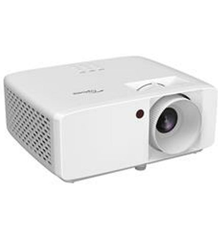 Optoma ZH400 projector displaying a bright Full HD 1080p image with 4000 lumens, ideal for home theater and electronics setup.