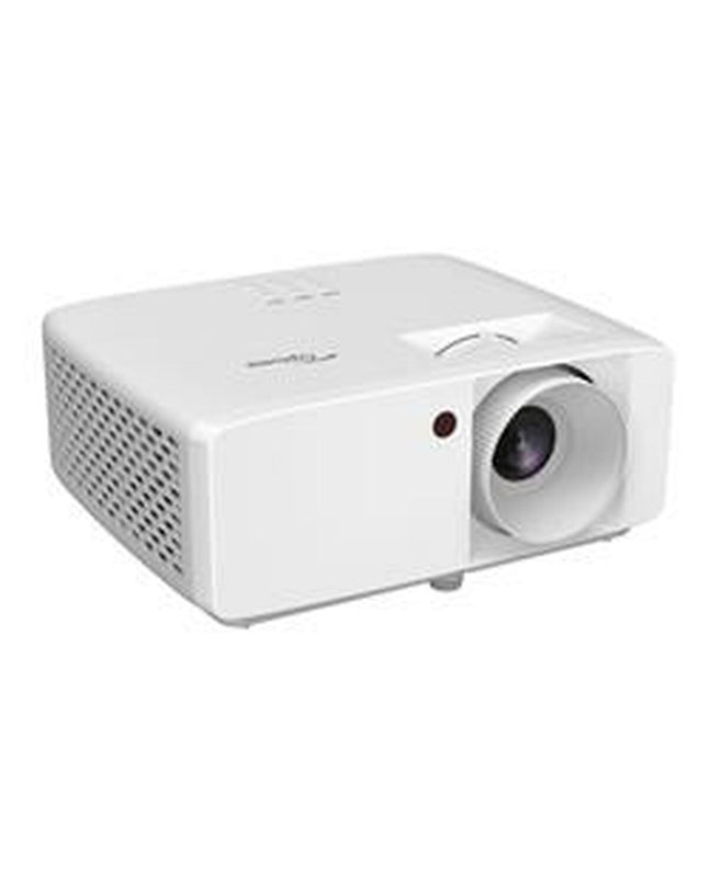 Optoma ZH400 projector displaying a bright Full HD 1080p image with 4000 lumens, ideal for home theater and electronics setup.