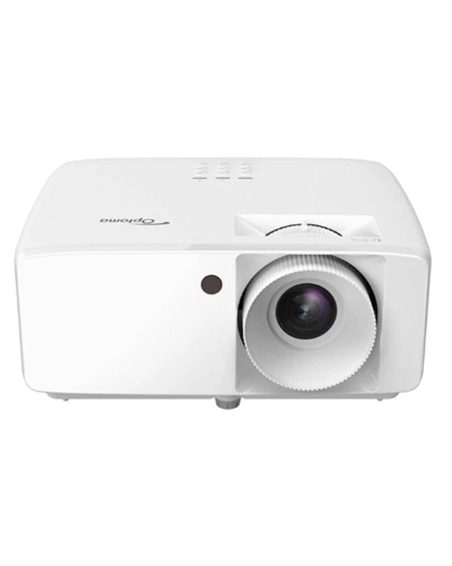 Optoma ZW335e WXGA projector for home theater and electronics, featuring a sleek design and lens in a well-lit room setting.
