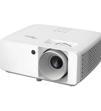 Optoma ZW335e WXGA projector displaying colorful images on a screen, ideal for home theater and electronic entertainment.