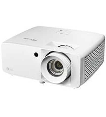 Optoma ZK450 4200 Lm 4K UHD projector showing projected image with sleek black design for home cinema and electronics use.