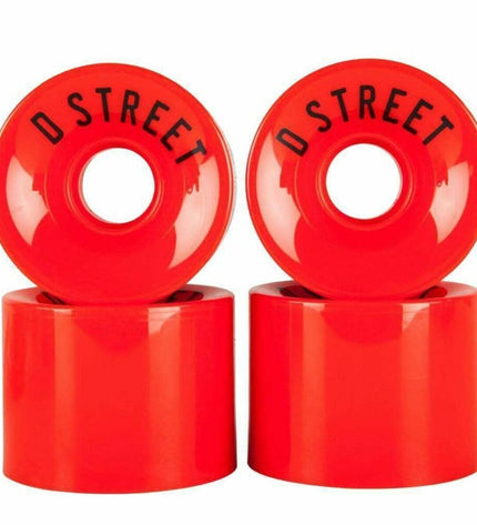 Dstreet DST-SKW-0001 59 mm red wheel for sport and outdoor urban mobility, shown in close-up with detailed tread pattern