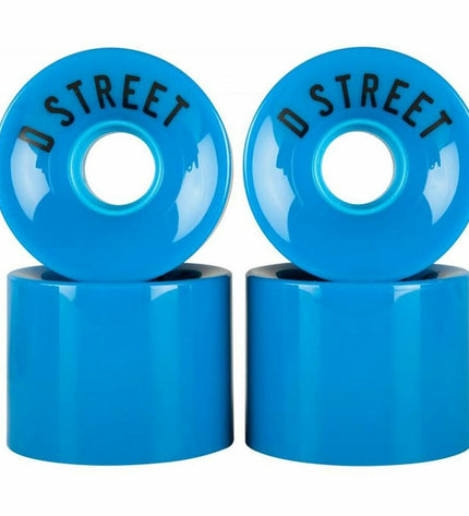 Blue 59mm Dstreet DST-SKW-0003 urban mobility wheel for sport and outdoor use, shown in close-up with detailed tread pattern.