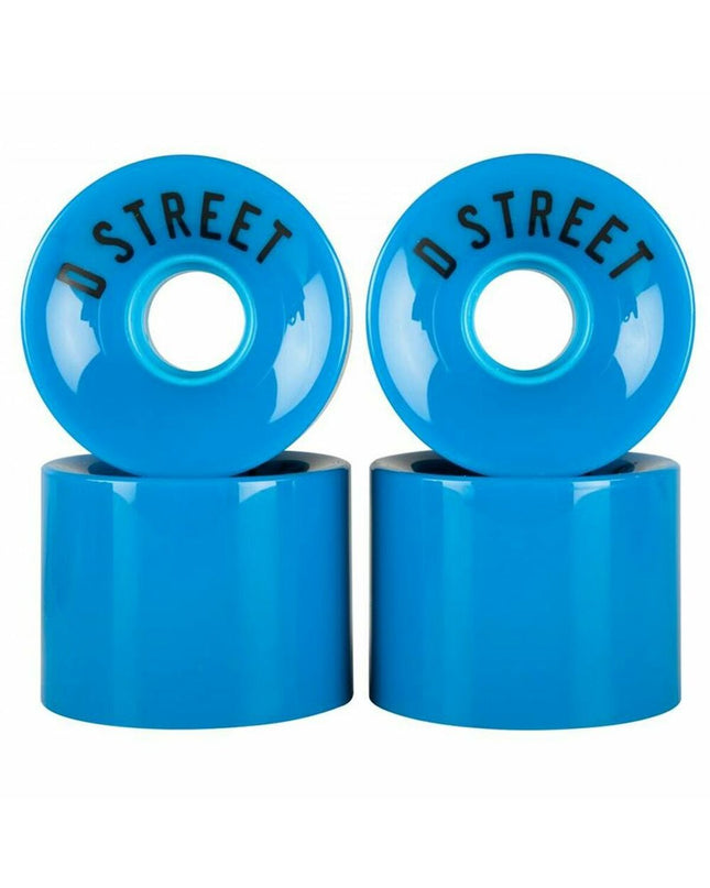 Blue 59mm Dstreet DST-SKW-0003 urban mobility wheel for sport and outdoor use, shown in close-up with detailed tread pattern.