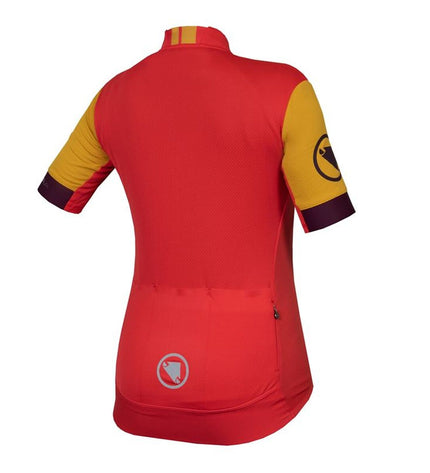 Endura sport cycling jersey with long sleeves, vibrant blue and black design, featuring branding and full front zipper.