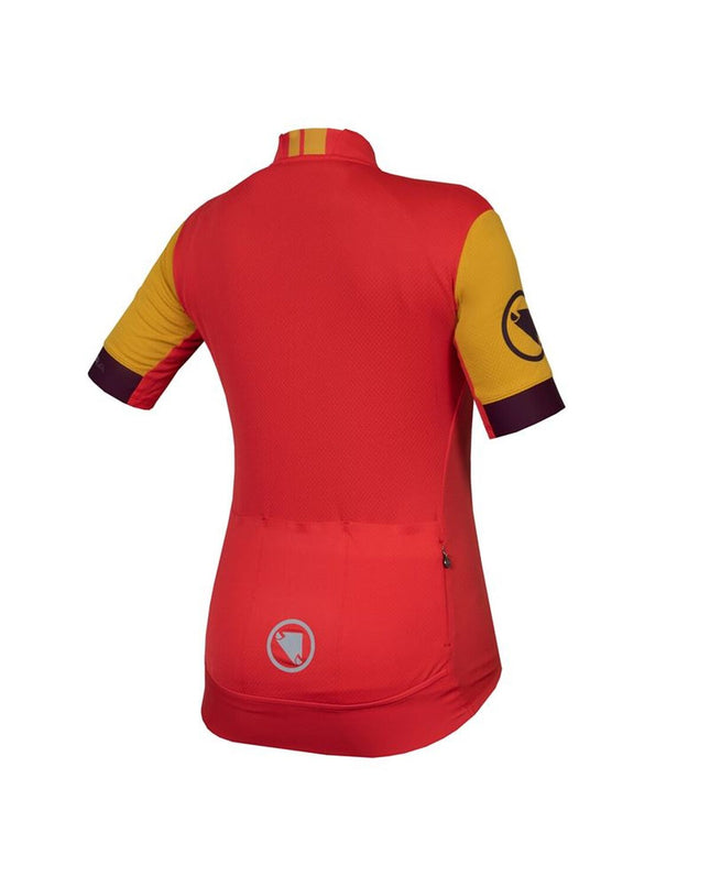 Endura sport cycling jersey with long sleeves, vibrant blue and black design, featuring branding and full front zipper.