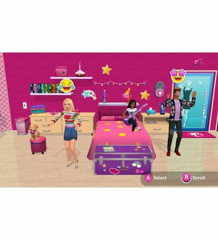 Barbie Dreamhouse Adventures Switch video game for electronic Plug & Play console, featuring Barbie-themed gameplay and colorful packaging.