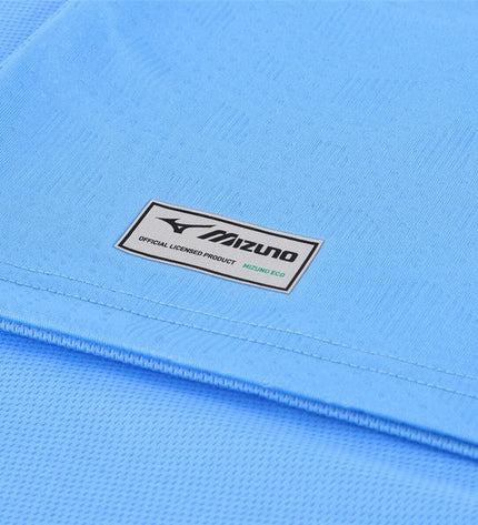 Mizuno Lazio Home men's football T-shirt with short sleeves, sporty design for outdoor soccer matches.