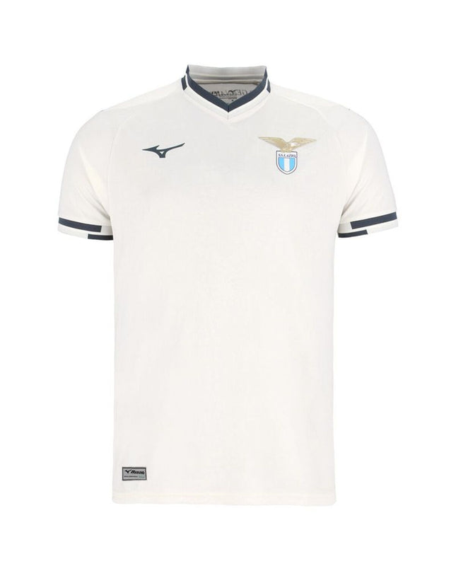 Mizuno Lazio Away white men's football T-shirt with short sleeves, sports and outdoor, soccer apparel.