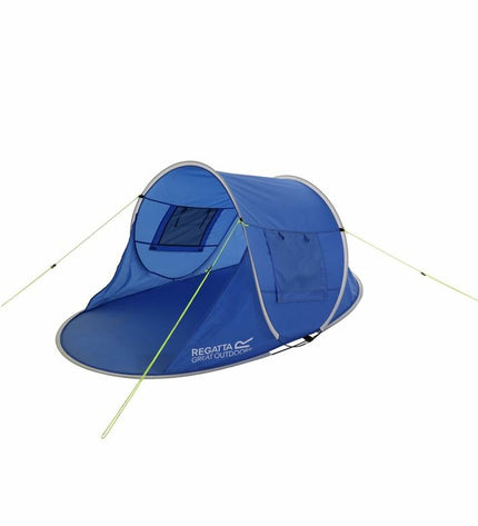 Regatta Tahiti PopShelter blue multicolour camping tent set up outdoors, ideal for sport and outdoor adventures