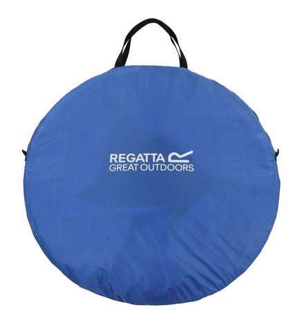 Regatta Tahiti PopShelter blue multicolour kampeertent set up outdoors, ideal for camping and outdoor activities.