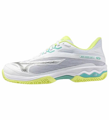 Adult Mizuno Wave Exceed Light 2 CC tennis shoes in white, designed for sports and outdoor tennis activities.