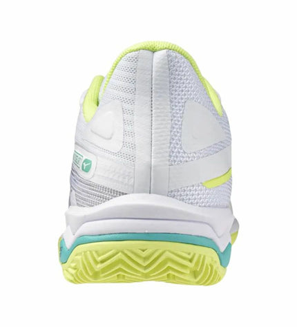 Adult Mizuno Wave Exceed Light 2 CC tennis shoes in white for sport and outdoor tennis activities.