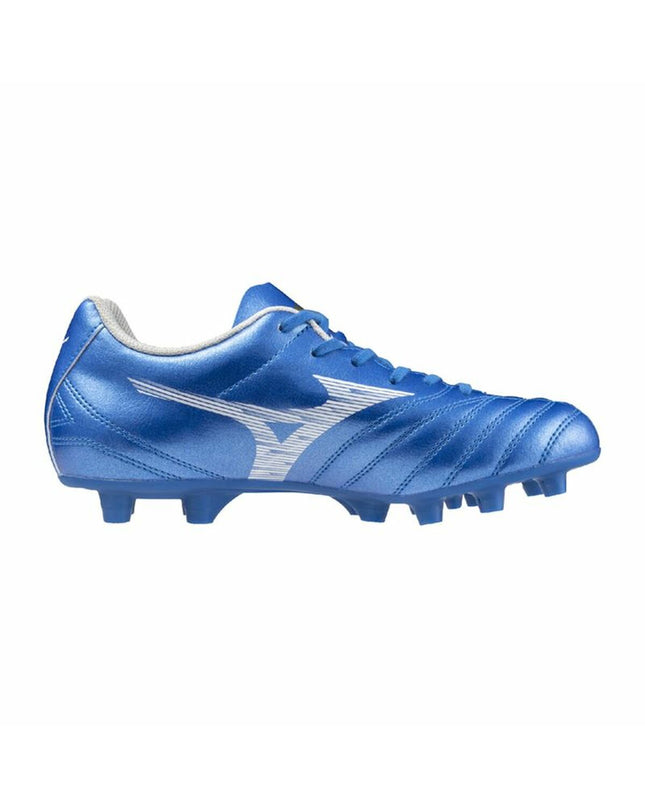 Mizuno Monarcida Neo III Select football shoes for kids, sport and outdoor, black and white with cleats for soccer gameplay.