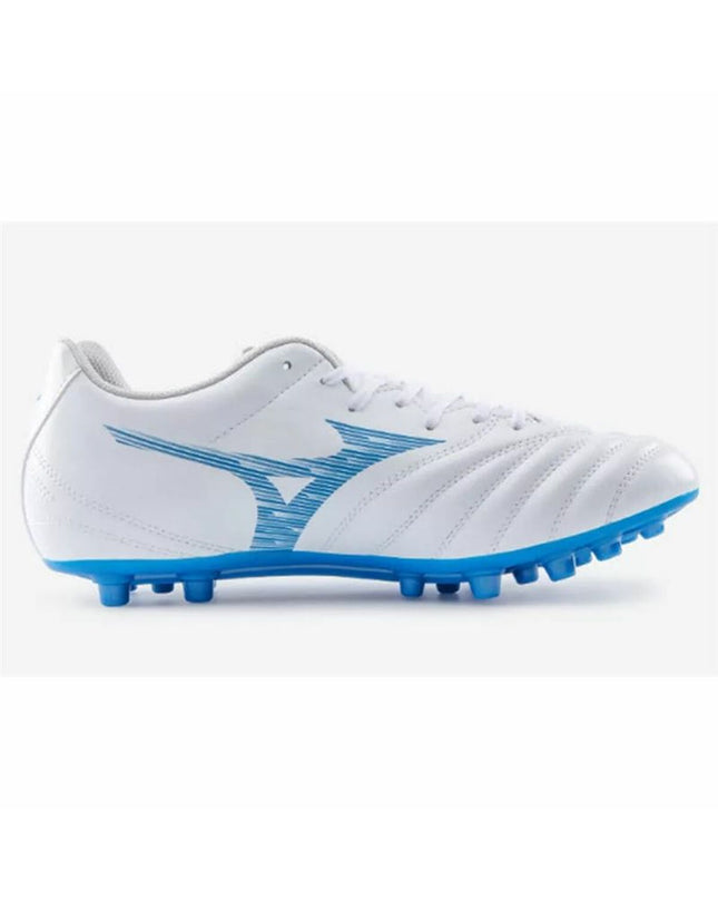 Mizuno Monarcida Neo III Select AG indoor football shoes for adults in indigo with black accents, designed for outdoor play