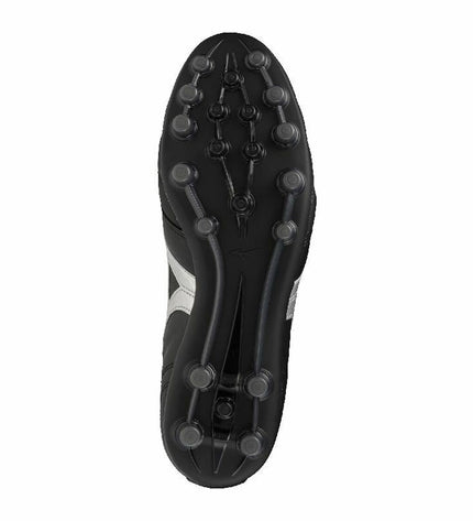 Black Mizuno Morelia II Pro AG adult football shoes for outdoor soccer, featuring durable design and high-performance grip.