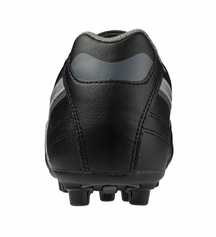 Black Mizuno Morelia II Club Ag adult football shoes with leather upper and studded outsole for outdoor soccer.
