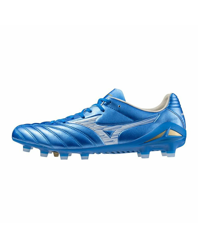 Mizuno Monarcida Neo III Pro adult football indoor shoes with black and white design, sport and outdoor footwear for soccer.
