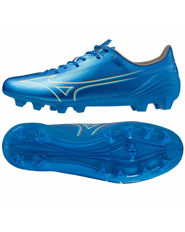 Mizuno Select adult football cleats for outdoor sports, black with Mizuno branding and studded outsole for optimal grip.