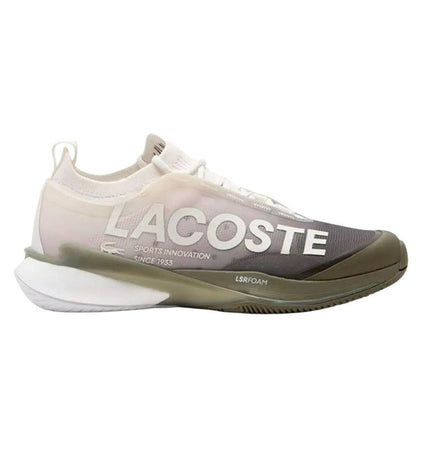 Lacoste AG-LT Lite women's tennis shoes in white, sport and outdoor tennis footwear with breathable design and Lacoste branding.