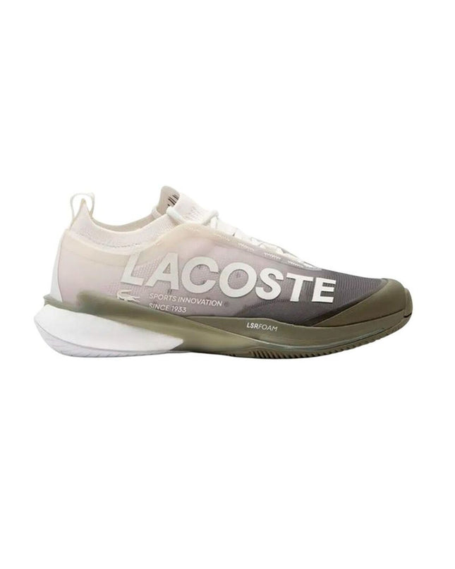 Lacoste AG-LT Lite women's tennis shoes in white, sport and outdoor tennis footwear with breathable design and Lacoste branding.