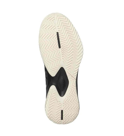 Black Lacoste Power Serve tennis shoes for women, sport and outdoor footwear with a sleek design and tennis-specific features.