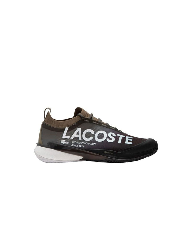 Lacoste AG-LT Lite men's tennis shoes in khaki olive, sport and outdoor tennis footwear with breathable design