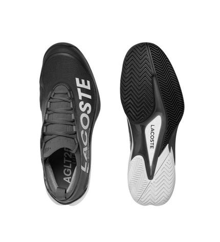 Lacoste men's tennis shoes AG-LT Lite in khaki olive, sport outdoor tennis footwear with breathable design and Lacoste branding.