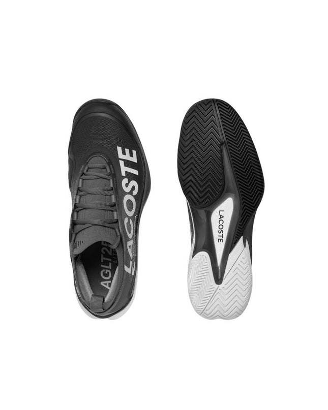 Lacoste men's tennis shoes AG-LT Lite in khaki olive, sport outdoor tennis footwear with breathable design and Lacoste branding.