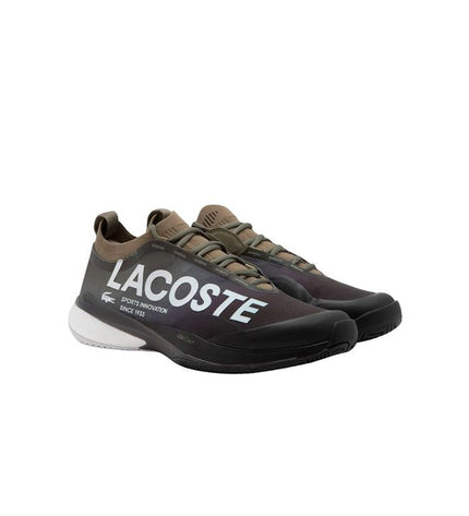 Lacoste men's tennis shoes AG-LT Lite in khaki and olive, sport and outdoor tennis footwear with breathable design