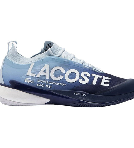 Lacoste AG-LT Lite men's blue tennis shoes for sport and outdoor tennis, featuring breathable design and athletic sole.