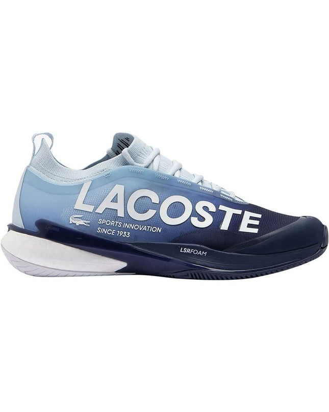 Lacoste AG-LT Lite men's blue tennis shoes for sport and outdoor tennis, featuring breathable design and athletic sole.
