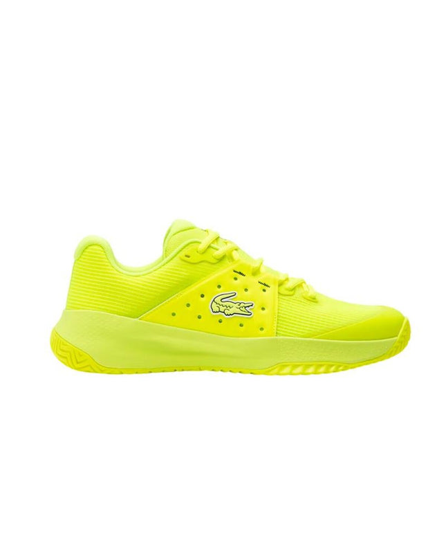 Lacoste Power Serve yellow men's tennis shoes for sport and outdoor tennis, featuring a sleek design and supportive sole.