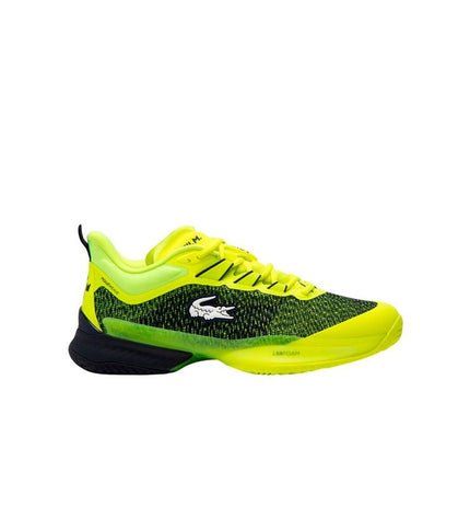 Lacoste Medvedev AG-LT men's yellow tennis shoes designed for sport and outdoor tennis play.