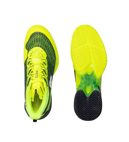 Lacoste Medvedev AG-LT men's yellow tennis shoes for sport and outdoor tennis, featuring breathable design and athletic sole