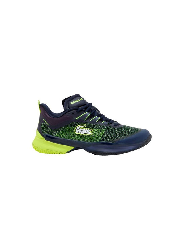 Lacoste men's tennis shoes in navy blue, designed for sport and outdoor tennis, featuring sleek athletic style and supportive sole.